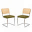 Chaises de salle à manger en velours et rotin avec pieds chromés-2131584023-2131584026