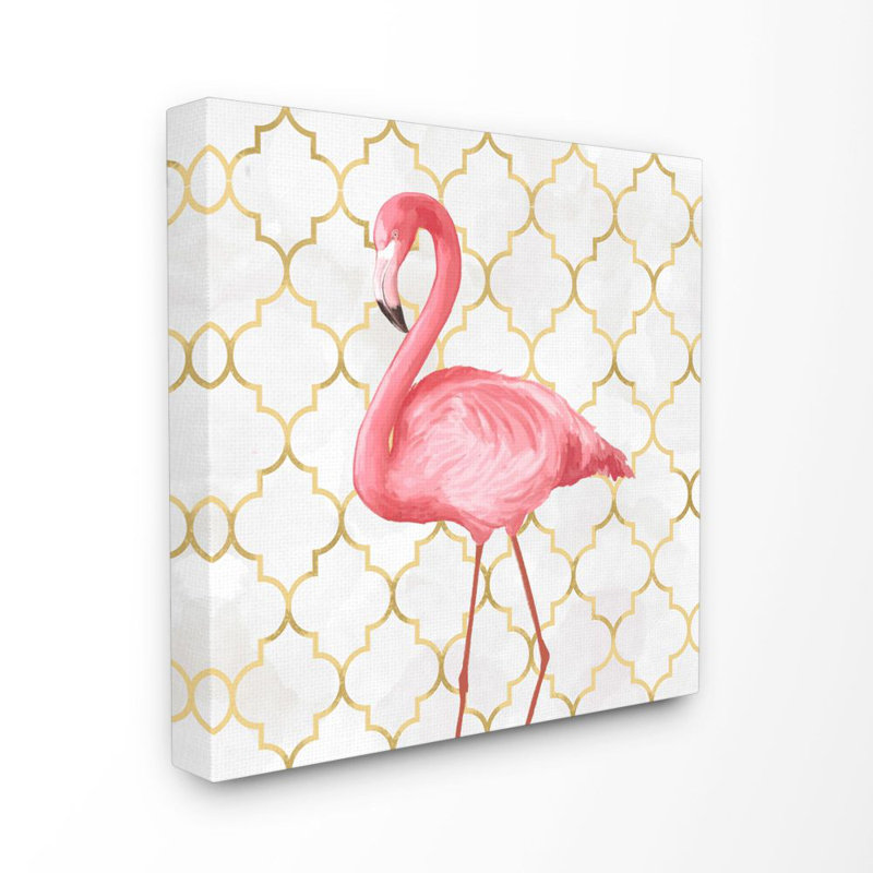 «Flamingo Animal Pink Gold Design», impression, Toile tendue, H 17 po x l 17 po