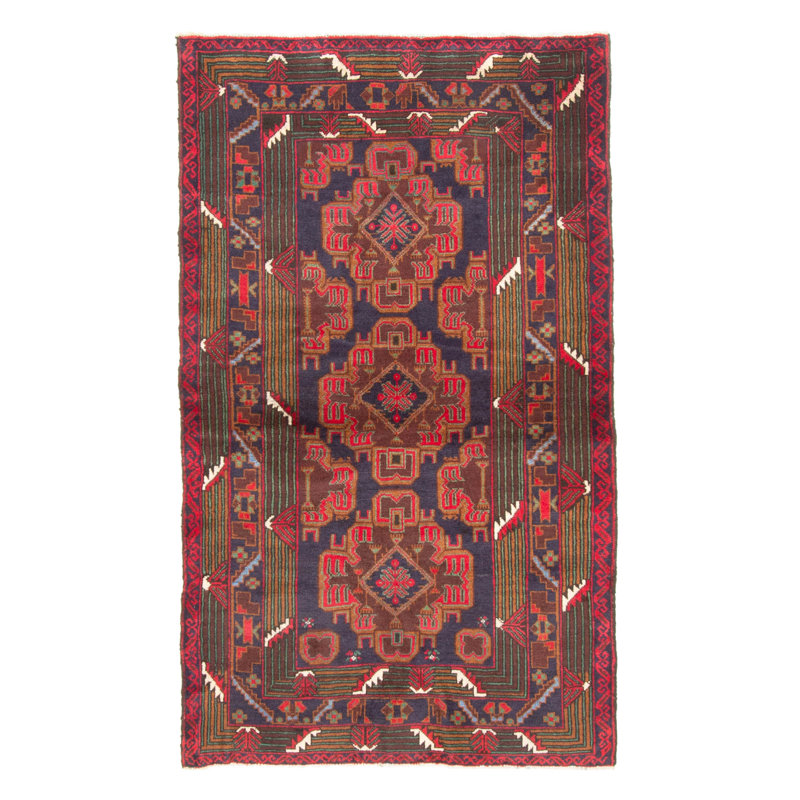 Tapis bleu marine Teimani 3 pi 2 po x 5 pi 5 po