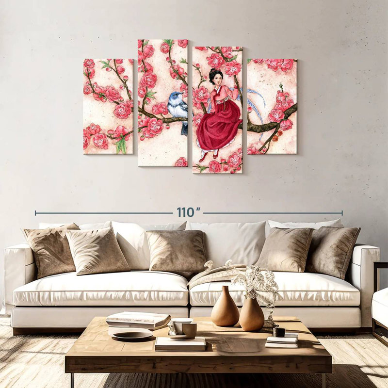 Kelan Peach Blossom, 48" H x 75" W