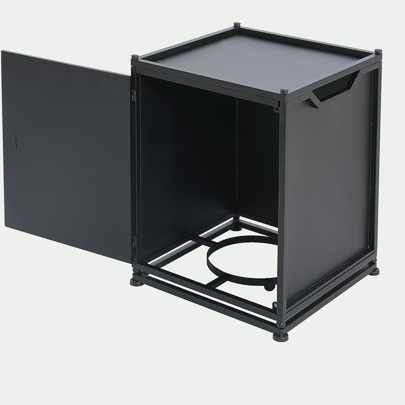 Outdoor Metal Tank Holder Side Table, Matte Black