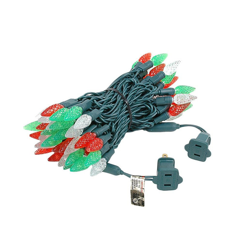 Guirlande lumineuse 70 lumières, Rouge / vert / blanc pur