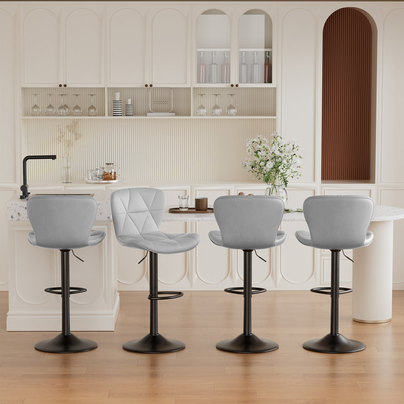 Tabouret de bar pivotant à hauteur réglable pour animaux de compagnie avec dossier, tissu technique résistant aux égratignures, repose-pieds et base en métal noir - Chaise de bar durable pour îlot de cuisine, bar de salle à manger, propriétaires d