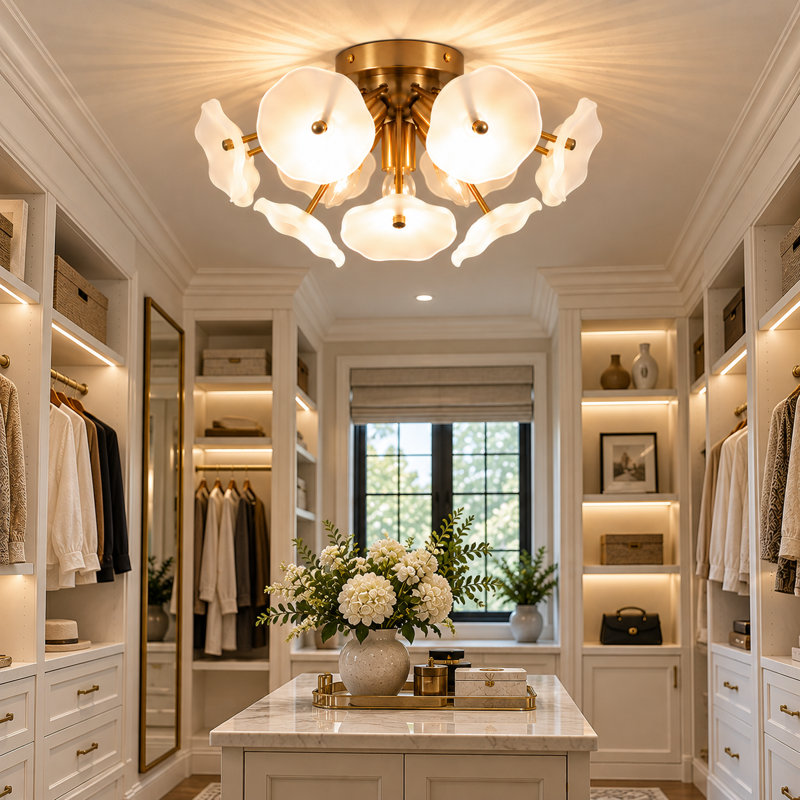 Glass Flush Mount, Brass