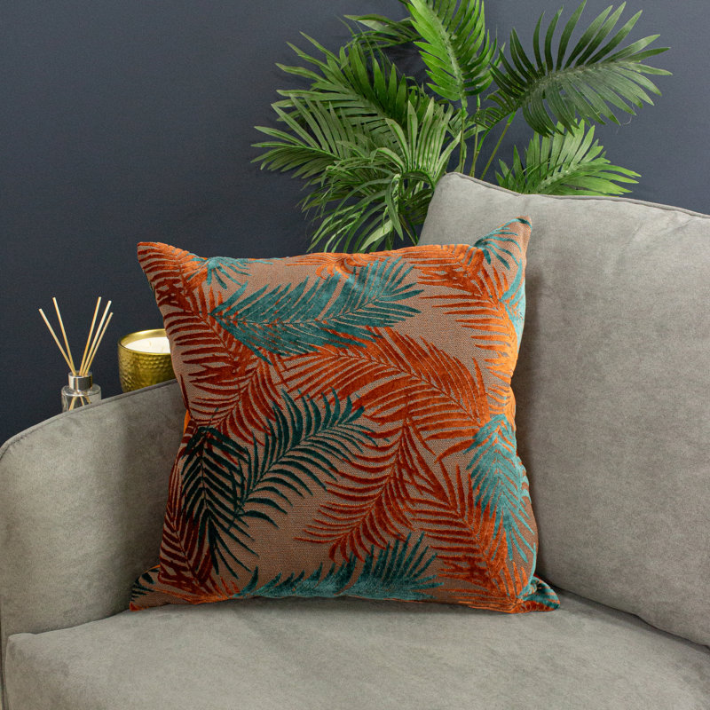 Floral Square Scatter Pillow Cover, Teal/Rust