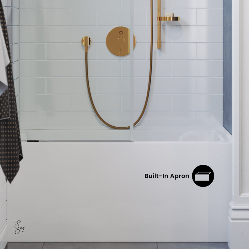 Voltaire 48 x 32 Skirted Right Drain Soaking Apron Bathtub in Glossy White with Integrated Overflow, Drain Included