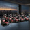 36.1" Wide Modern And Overstuffed Breathable Leather Dual Motor Power Reclining Home Theater Seat With Adjustable Headrest
