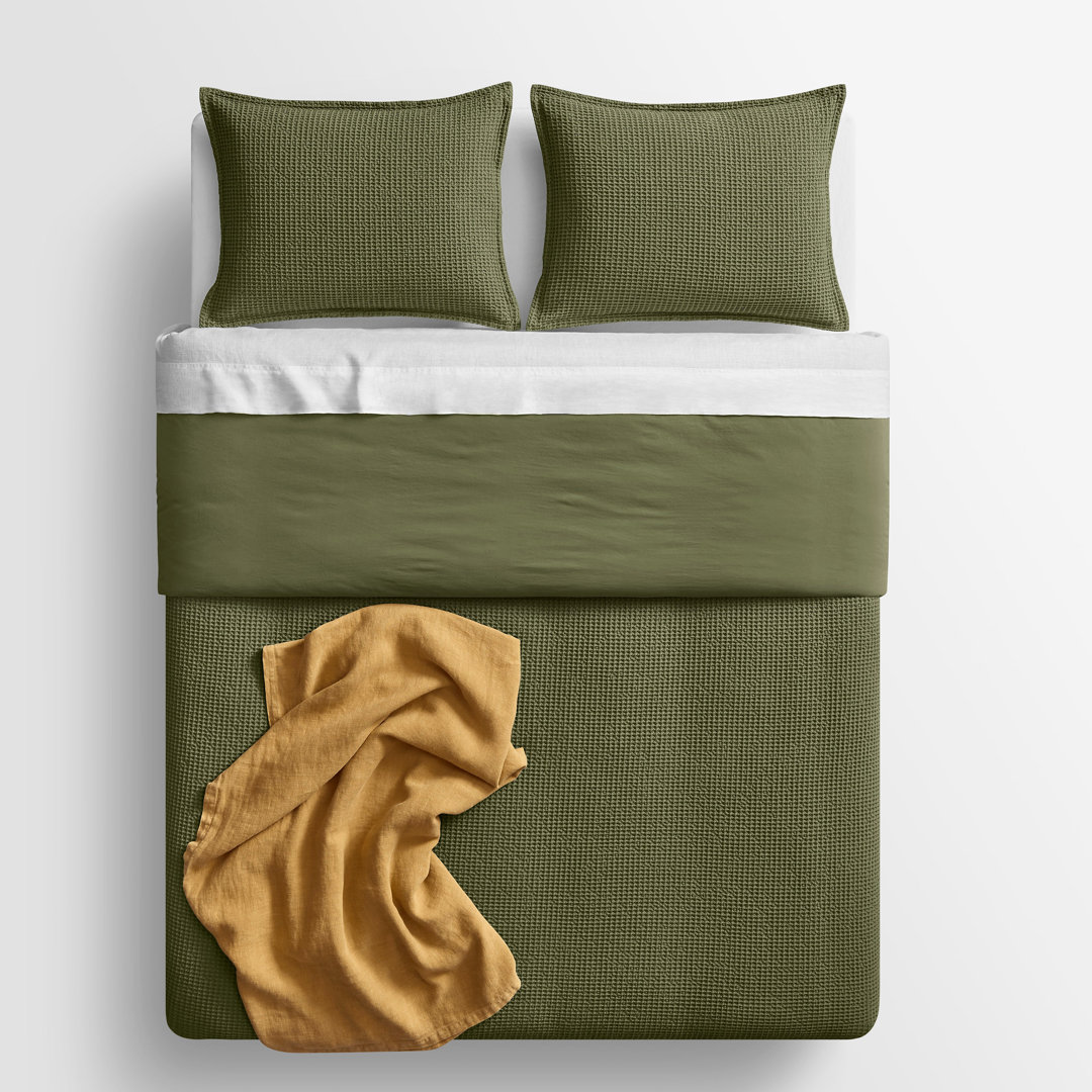 Cascade Modern & Contemporary Cotton Waffle Duvet Cover Set Blu Dot 