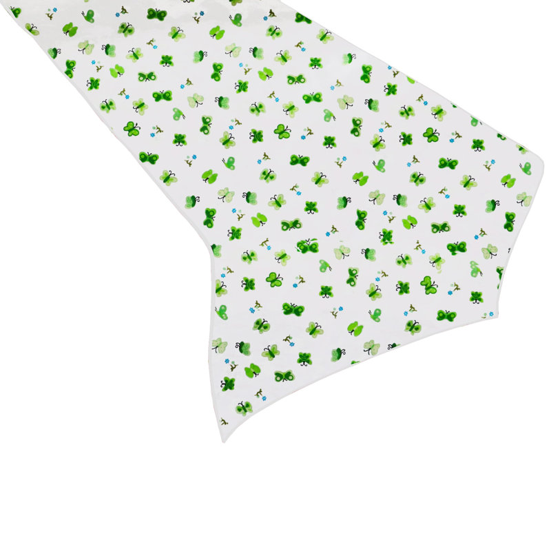 Butterflies Print Table Runner, 120" L x 24" W, Green