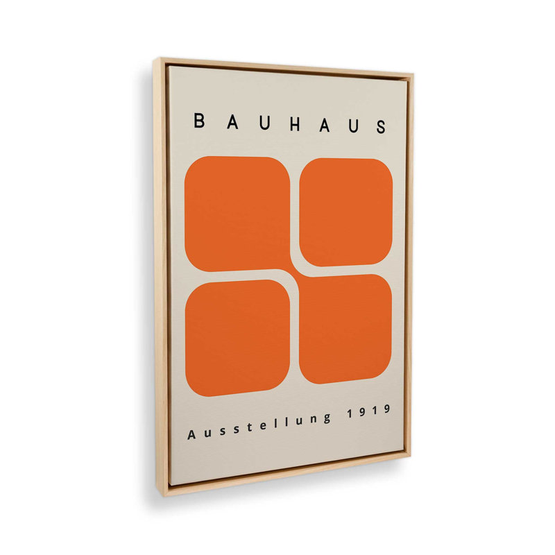 Reproduction de blocs rétro sur toile Bauhaus 1919, Cadre américain en érable flottant, H 32 po x l 22 po