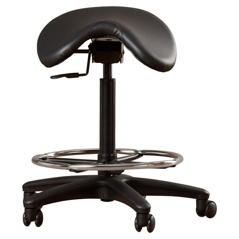 Bouley Adjustable Height Lab Stool with Footring Wheels