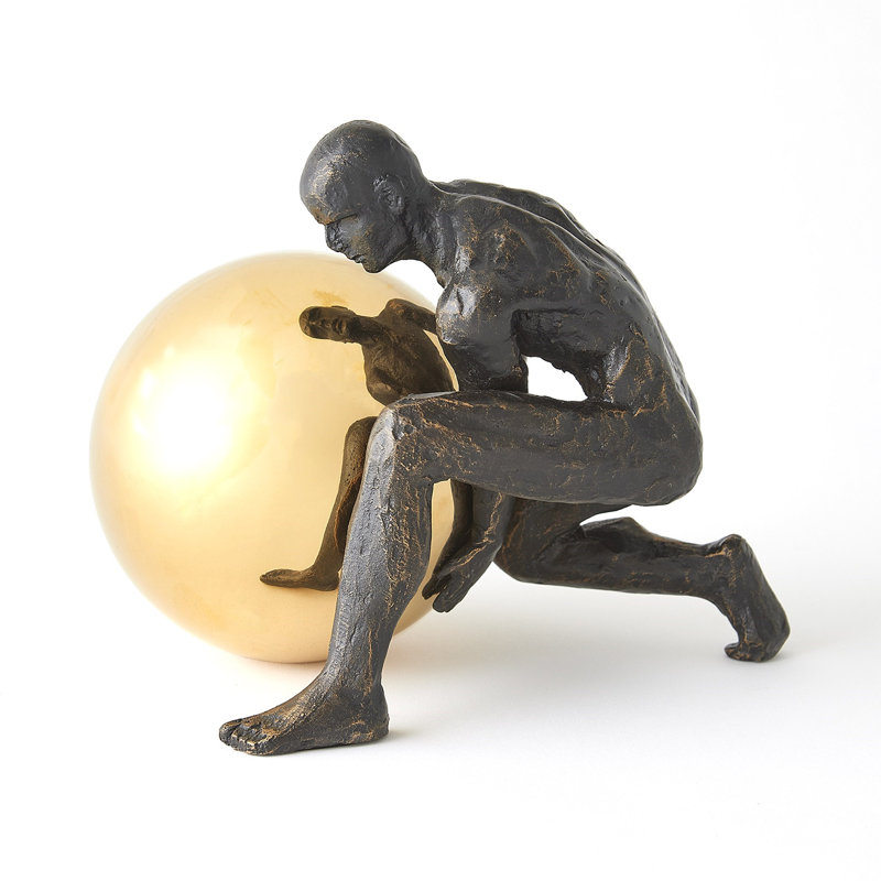 Boulder Man-Bronze W/Brass Sphere