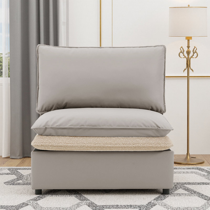 Chaise d'appoint moderne surdimensionnée | Canapé convertible 2 côtés | Méridienne grise pour le salon et la chambre à coucher | Modulaire extensible