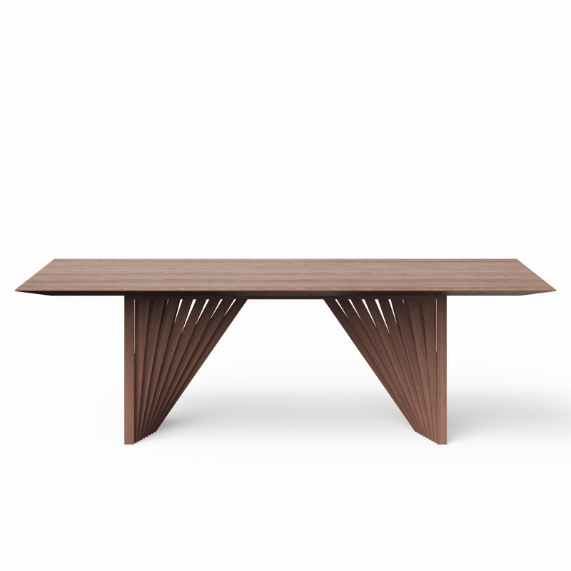 Modern Brazilian Laguna Glass Top Dining Table, Nogal