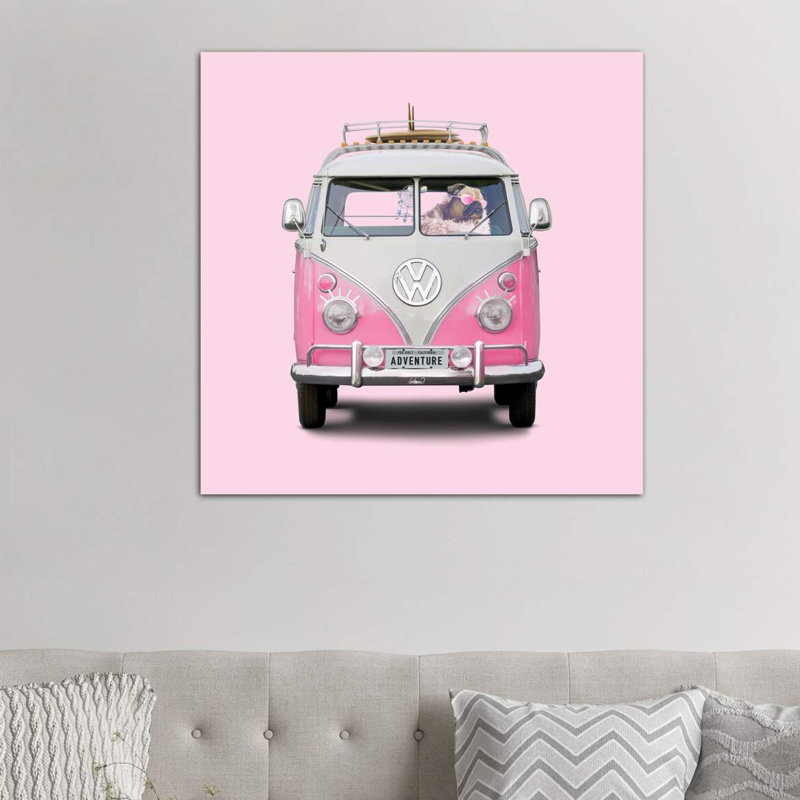 Pug Girly Adventure 1 Piece Wrapped Canvas Painting, 93.98 cm H x 93.98 cm W x 1.91 cm D