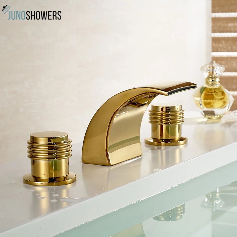 Robinet pour salle de bain à finition dorée Juno avec et sans lumière DEL