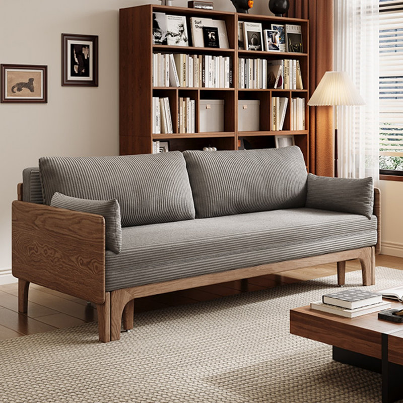 Canapé-lit en velours côtelé gris, 63.93"W*31.89"D*32.28"H