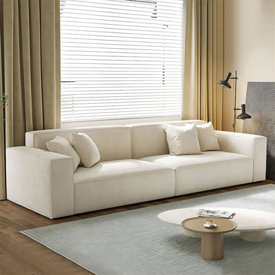 74.80" White 100% Polyester Modular Sofa cushion couch