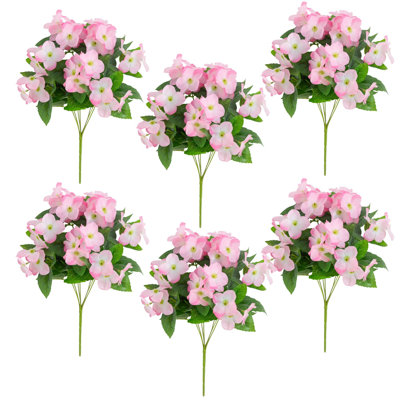 14 po Hortensia artificiel résistant aux rayons UV (intérieur / extérieur) - ensemble de 6