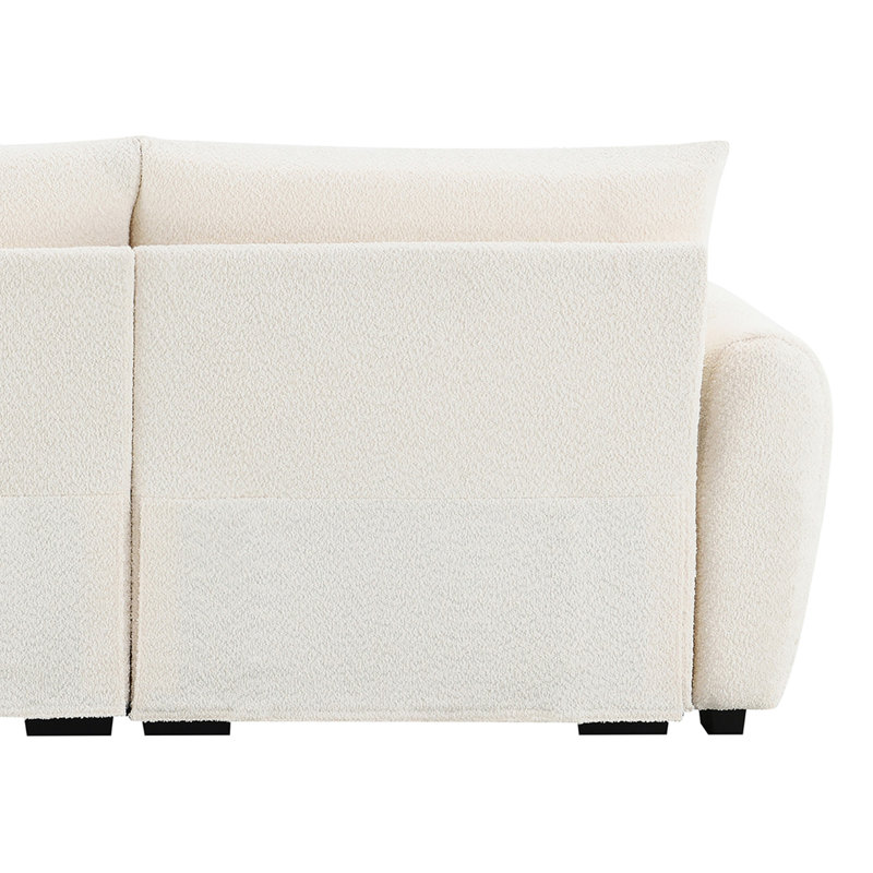 Canapé modulaire rembourré en L avec pieds en plastique Modern, Crème Boucle