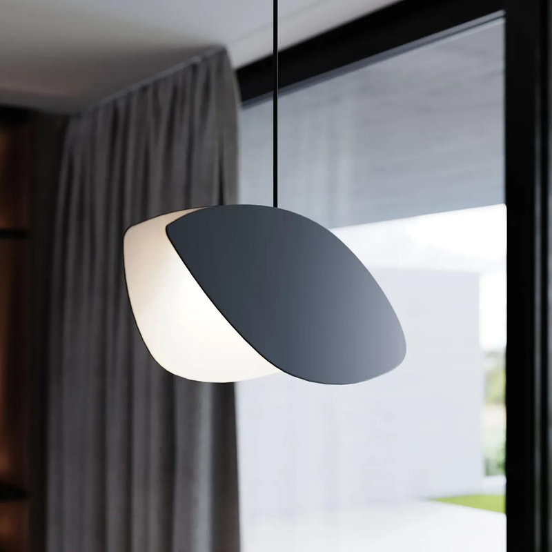 Papillons™ 1 - Light Satin Black LED Unique/Statement Pendant, Satin Black, 4.75" H x 12.5" W x 3.75" D