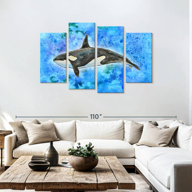 Brampt Orca On Blue, 48" H x 75" W
