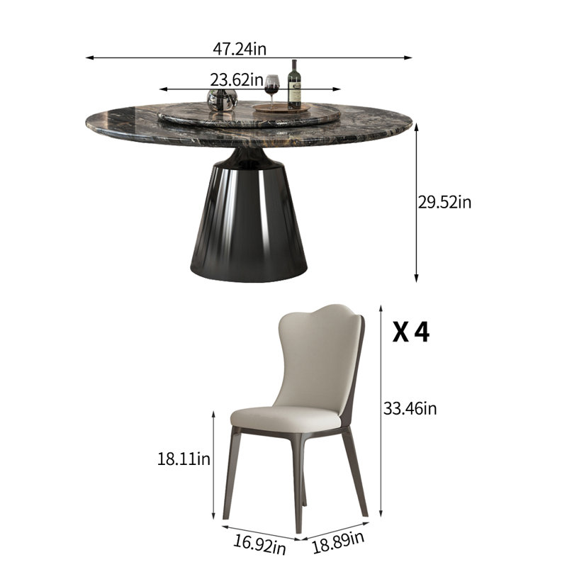 Ensemble de table de salle à manger moderne et simple en marbre