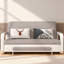 Space Saving Sofa Bed with Under-Seat Storage, 2-Size Convertible Sleeper with Latex Mattress for Flats & Living Rooms, Grey & White（128CM）