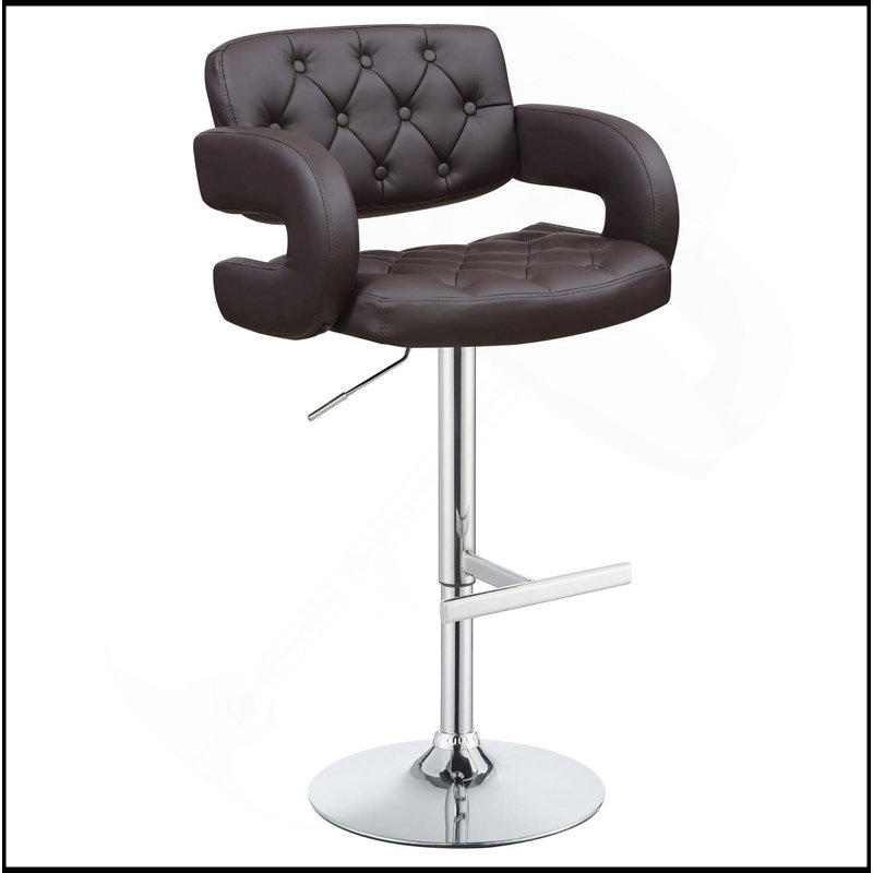 Tabouret de bar réglable brun et chrome