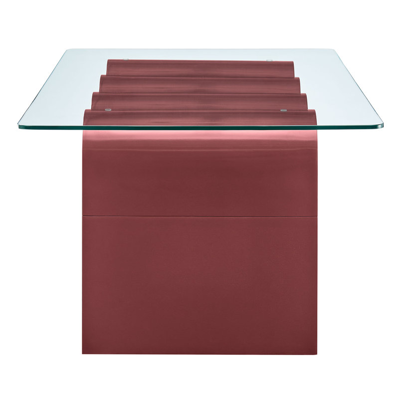 Ondine Spiced Apple Wood and Glass Retro Coffee Table