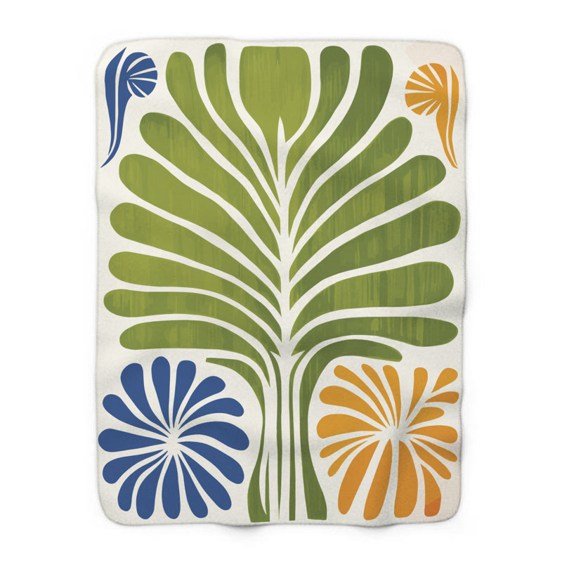 «Blossom Burst Spectacle» - couverture en sherpa de qualité supérieure 1 pièce - reproduction d'art luxueuse, Grand lit