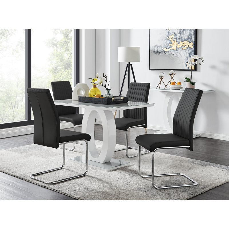 Eubanks Dining Set with 4 Chairs, Black