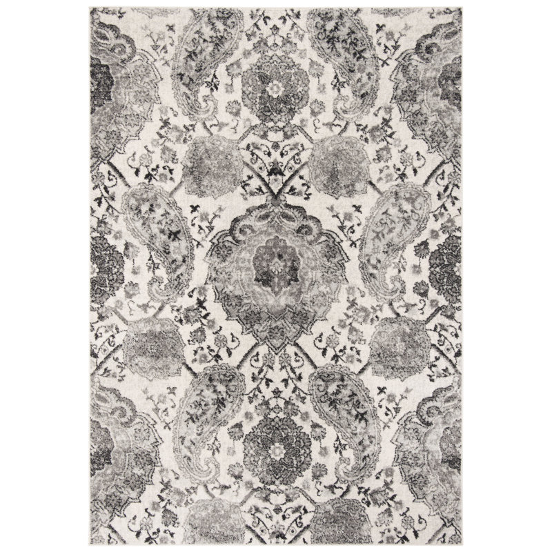 Tapis oriental crème/argenté Barefield, Rectangle 3' x 5'