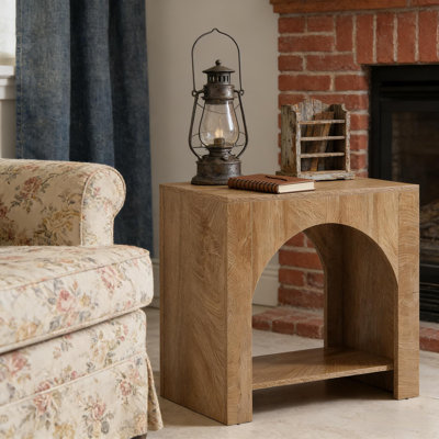 Side Table 27.58" W x 15.76" D x 25.61" H Engineered Wood 2-Tier 1 Piece Brown