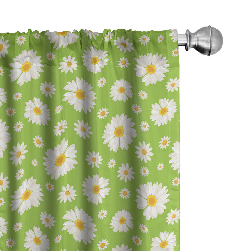 Daisy Floral Semi-Sheer Rod Pocket Curtain Panels, 28" x 84"