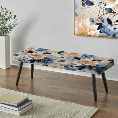 Banc rembourré floral noir