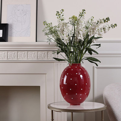 Red Polka Dot Handmade Ceramic Table Vases