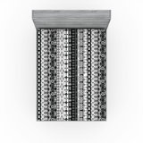 Ambesonne Prehistoric Fitted Sheet 2-Pack Tribal Motif Pattern Black White