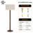 61" Retro Walnut Rubberwood Floor Lamp with Sculptural Stacked Sphere Base and Beige Linen Drum Shade, cULus Certified for Living Room Side Tables, Bedroom Corners, Home Offices or Study Rooms-1584075357
