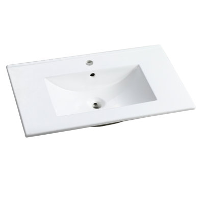Lavabo de salle de bain en céramique 30 po blanc - 17,88 po de largeur x 7,05 po de hauteur, 29,32 po de profondeur, 29,15 lb, montage facile, artisanat exquis pour la salle de bain 17,88 po, 7,05 po, 29,32 po, méthode relevable, finition séduisante