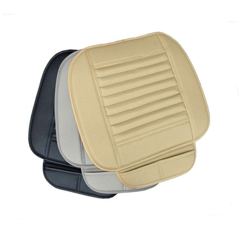 Set of 2 Car Front Seat Covers Universal PU Leather Mat Seat Cushion with Storage Pockets for Car SUV Truck, Gray