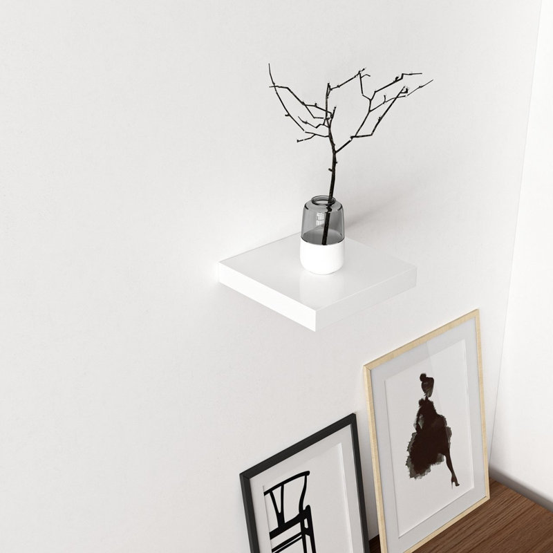 Étagère murale moderne Colesen, blanc, 9,1 x 1,4 x 9,1 pouces | 100% panneau de particules enduit de mélamine, épaisseur: 0,7 pouce | Conception élégante et fonctionnelle pour la maison ou le bureau | Parfait pour mettre en valeur votre espace de décoration et d'organisation