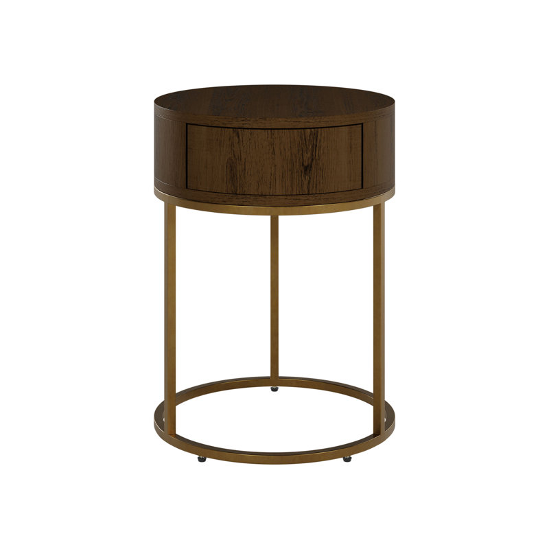 Heredia 45cm W Bedside Table, Brown/Gold