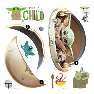 Adhésif décoratif «The Mandalorian the Child» peint