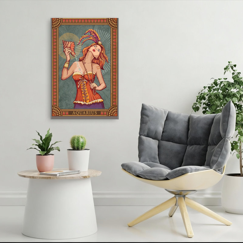 Aquarius Water Bearer Elegant Mystical Retro Wall Art Print 1 Piece Wrapped Canvas Wall Art, 91.44cm H x 60.96cm W