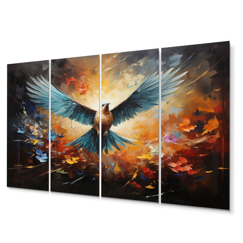 Ensemble d'œuvres d'art mural en métal Teal Dove
