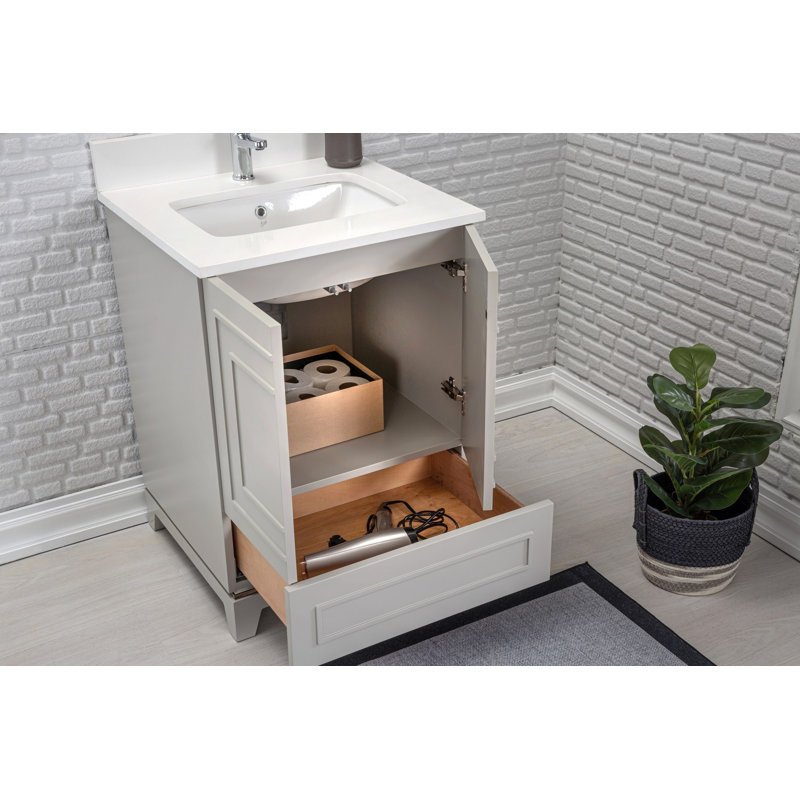 Ensemble de meuble-lavabo simple 23,6 "avec miroir Chantha, gris