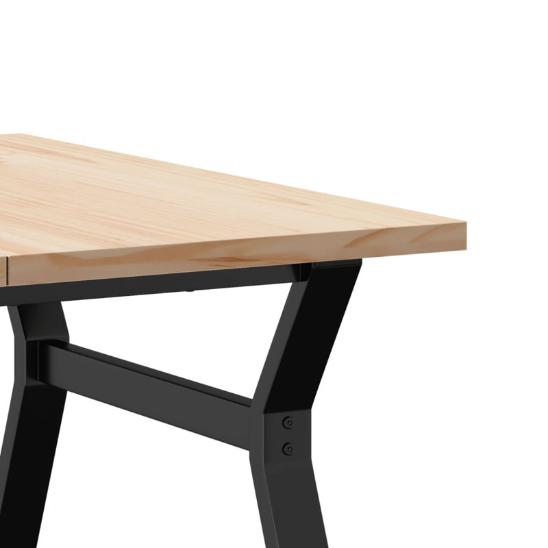 Coffee Table Y-Frame Solid Wood Pine And Steel, 45.5cm H x 90cm W x 90cm D