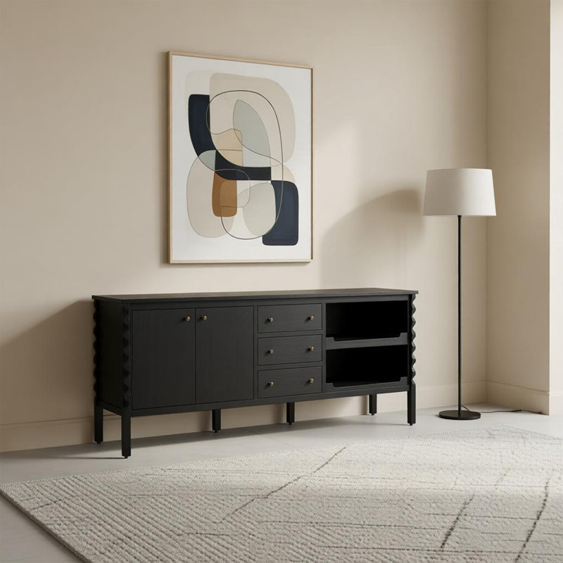 Armoire de rangement rétro de style zen, H 30,71 po x l 62,99 po x P 22,83 po