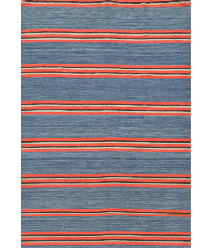 Striped Area Rug in Blue/Orange